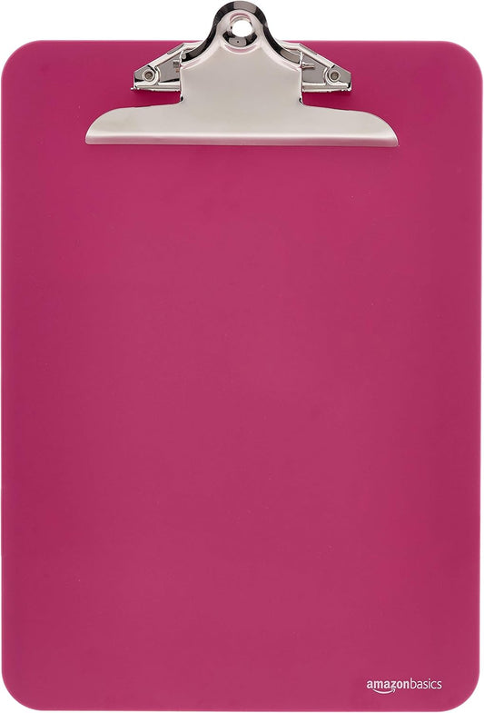 Amazon Basics Colorful, Sturdy, Lightweight Plastic Clipboards, Letter Size, Assorted Colors, Pack of 6