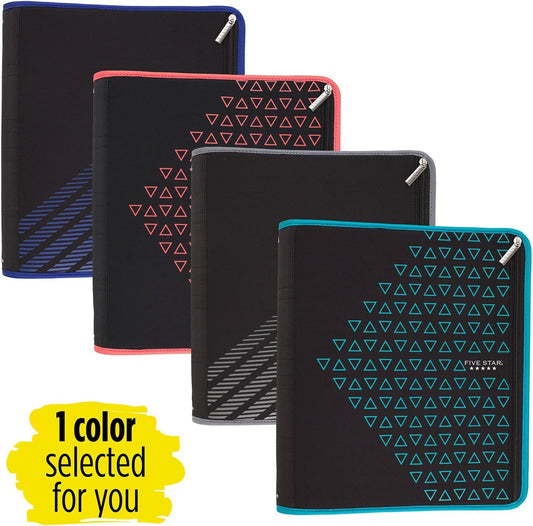 Five Star Zipper Binder, 2 Inch 3 Ring Binder, Xpanz Expandable with Interior Pockets, Assorted Colors, Color Selected For You, 1 Count (29040)