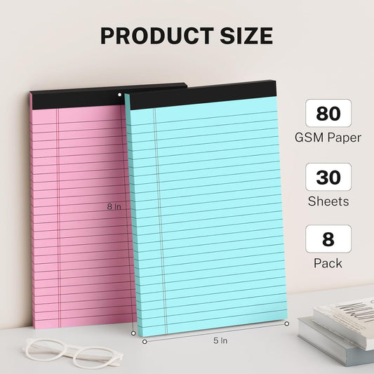 3 Pack Colored Legal Pads 8.5 x 11 Inch, Wide Ruled Notepads Lined Memo Note Pads, 8.5x11 Inch Micro Perforated Writing Pads 30 Sheets Per Pad for Work Study Daily Note Taking List