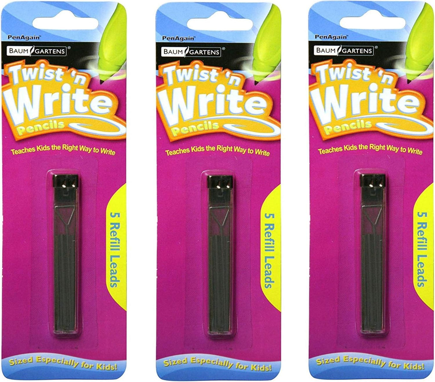 PenAgain Twist 'n Write Refills 5 lead refills (00078), 3 PACK