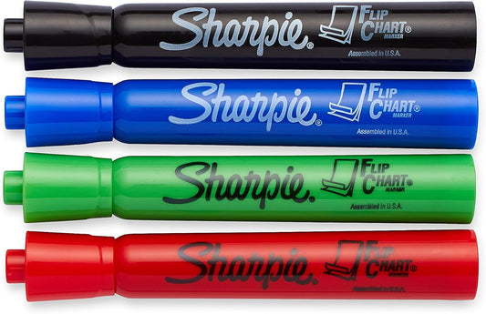 Sharpie Flip Chart Markers, Bullet Tip, Assorted Colors, 4 Pack