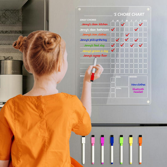 Neatsure Acrylic Magnetic Dry Erase Board for Fridge, Clear Whiteboard for Refrigerator, Notepad Memo to Do/Grocery List White Board, w/ 8 Colors Markers, 12"x9"