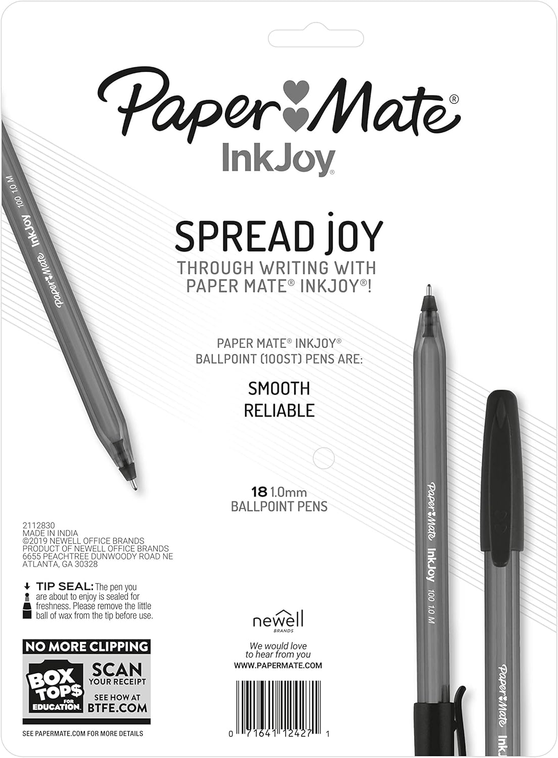 Paper Mate InkJoy 100ST Ballpoint Pens, Medium Point (1.0mm), Black, 18 Count