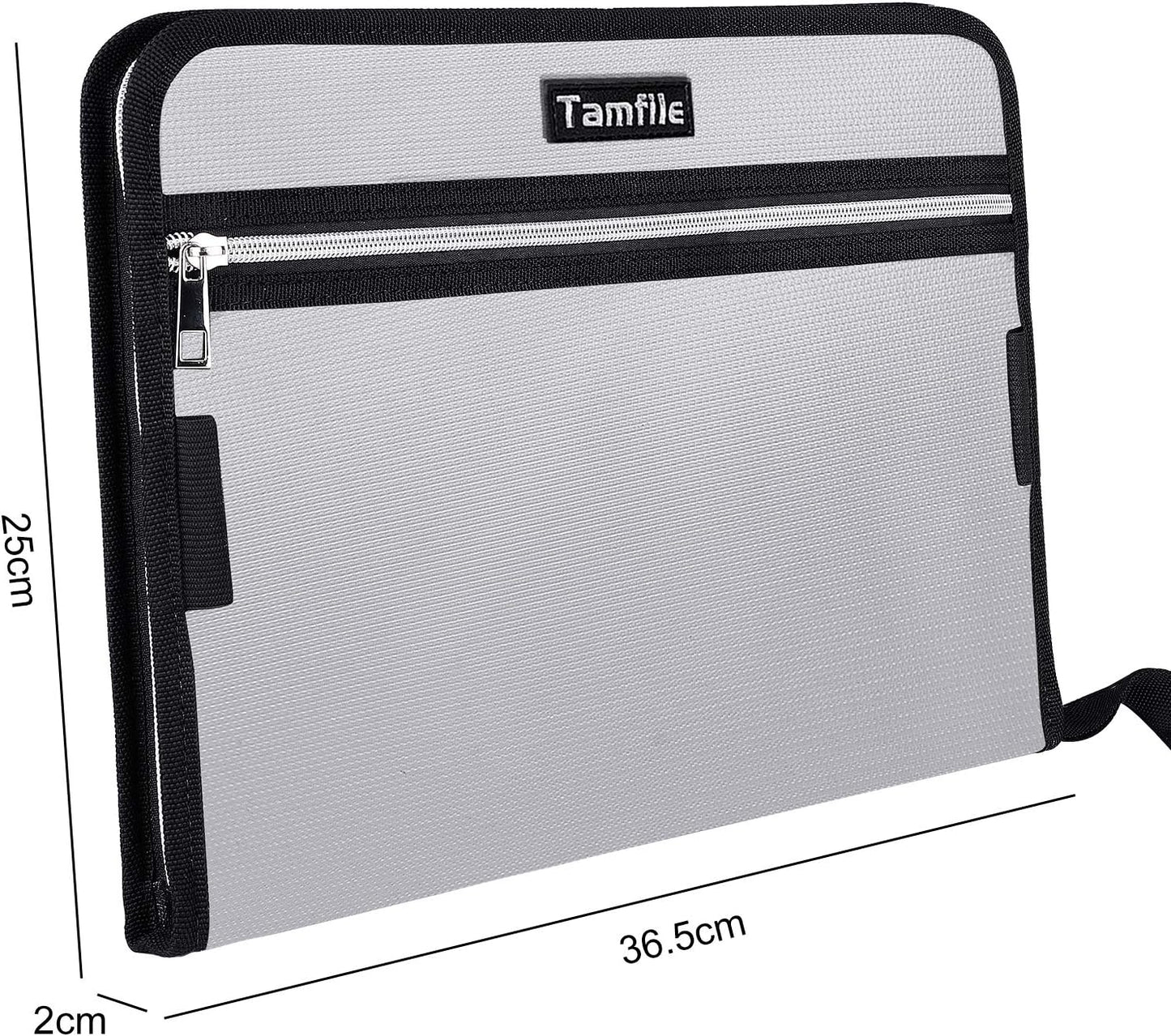 Tamfile Fireproof Accordion File Organizer with Handle, 13 Pocket Transparent Expanding File Folder with Zipper & Labels, File Folder with Multi-Pockets Paper Organizer Folder for Letter A4 Files