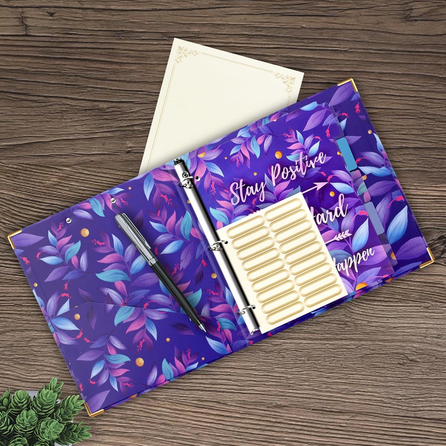 3 Ring Binder with Clipboard, 2 Pockets Purple 3 Ring Binder (11" x 8.6") Folders with Tab Dividers for Women School Office Supplies Portfolio
