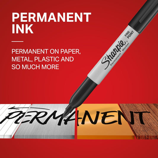 Sharpie Permanent Markers, Bulk Set, Fine Tip Markers, For Plastic, Metal, Wood, And More, Black, 36 Count