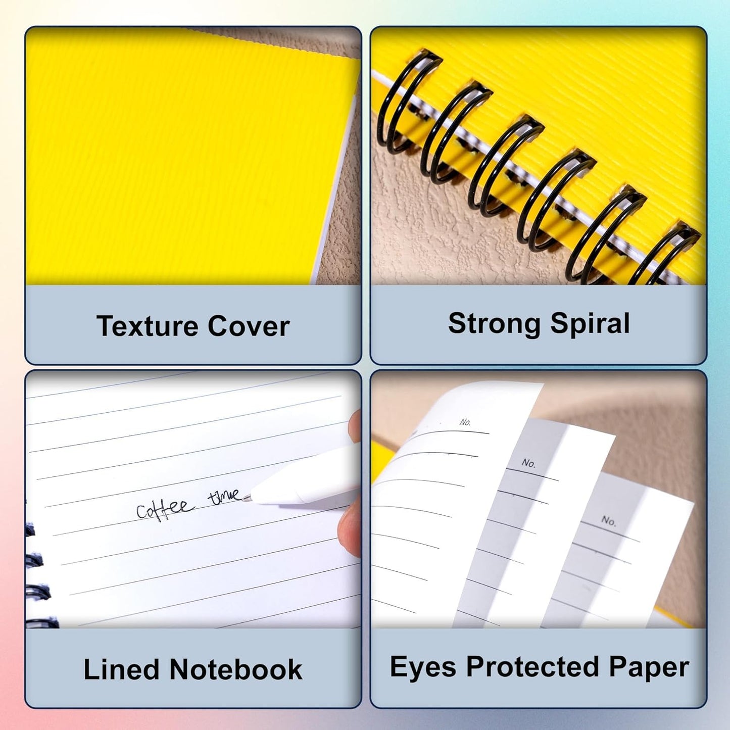 FLYING EAGLE 3 PCS Small Spiral Notebooks 4x6, A6 Cute Mini Journal Plastic Hardcover 8mm Ruled Notebook, Yellow 234 Sheets/468 Pages, 3 Pack Small Ruled Notebooks for School Work