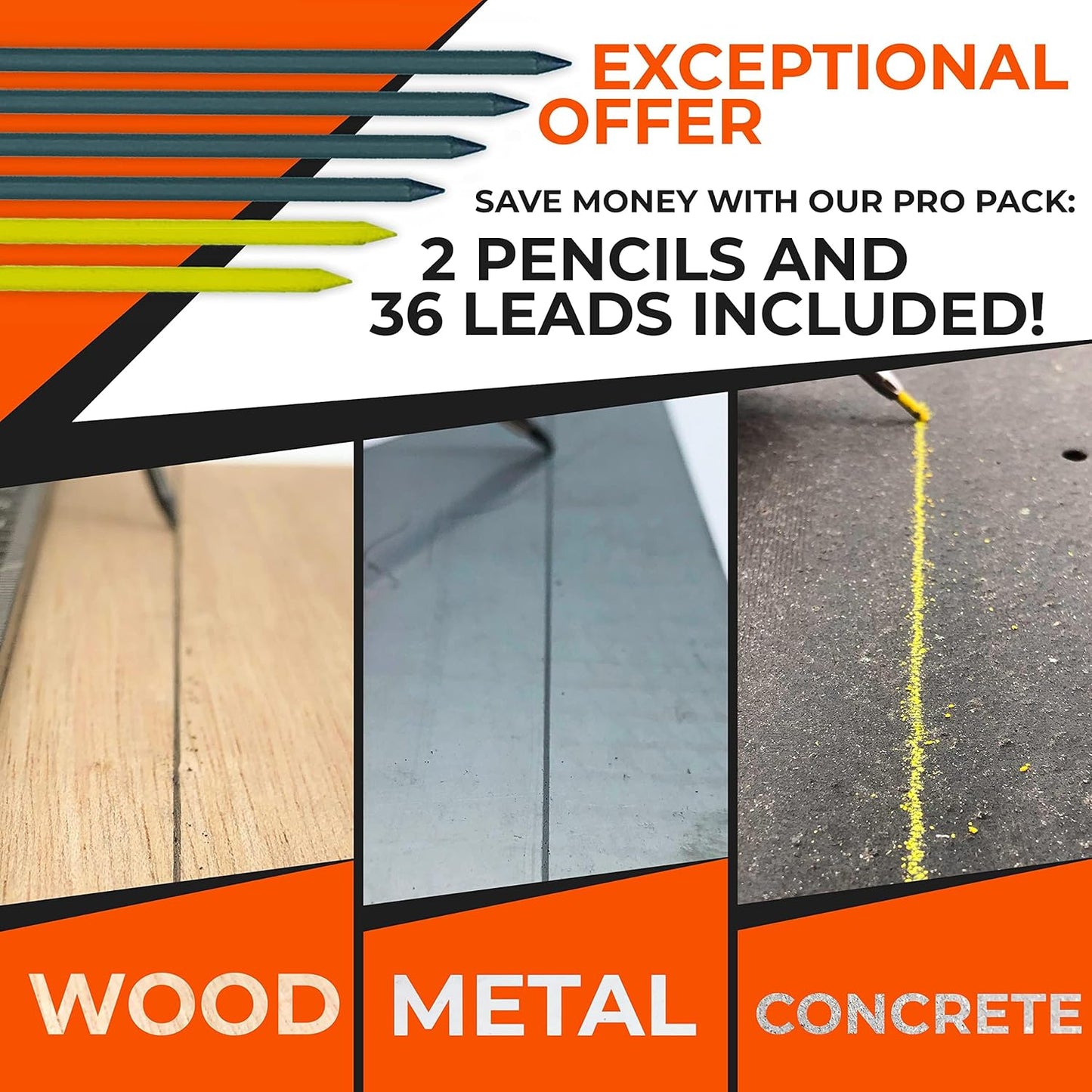 THORVALD New 3-in-1 Carpenter Pencils with Finger Grip for Construction - Incl. 7 Leads + Sharpener - Solid Mechanical Pencils with Fine Point/Best Marking tools Construction/Carpenters/Scriber