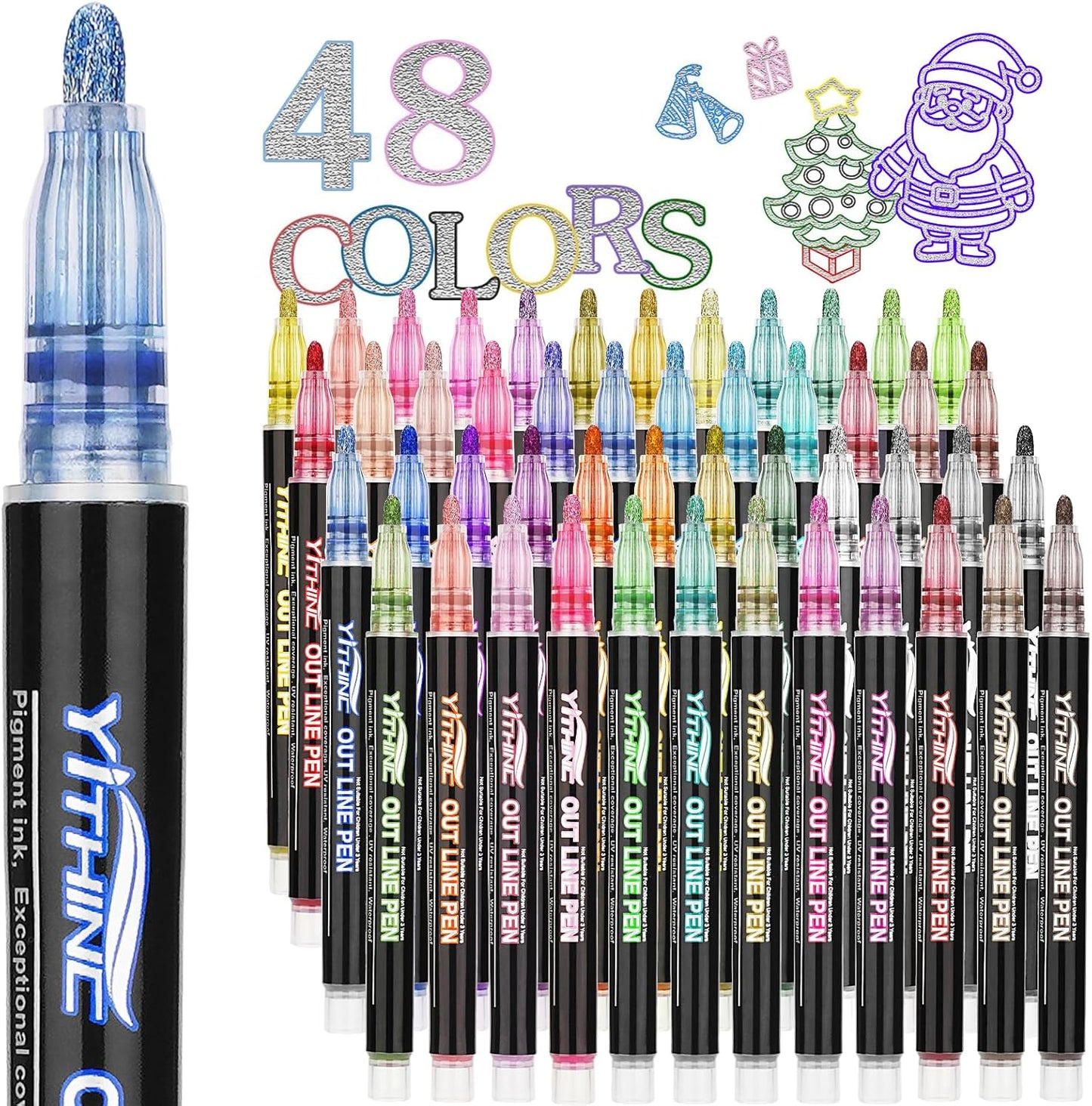 Outline Markers, 12 Metallic Shimmer Glitter Gel Pens, Tween Teen Girl Gifts Trendy Stuff, Cool Cute Art Craft School Drawing Supplies, Birthday Fun Kits for Kids Girls Ages 4 6 8 10 12 Year Old