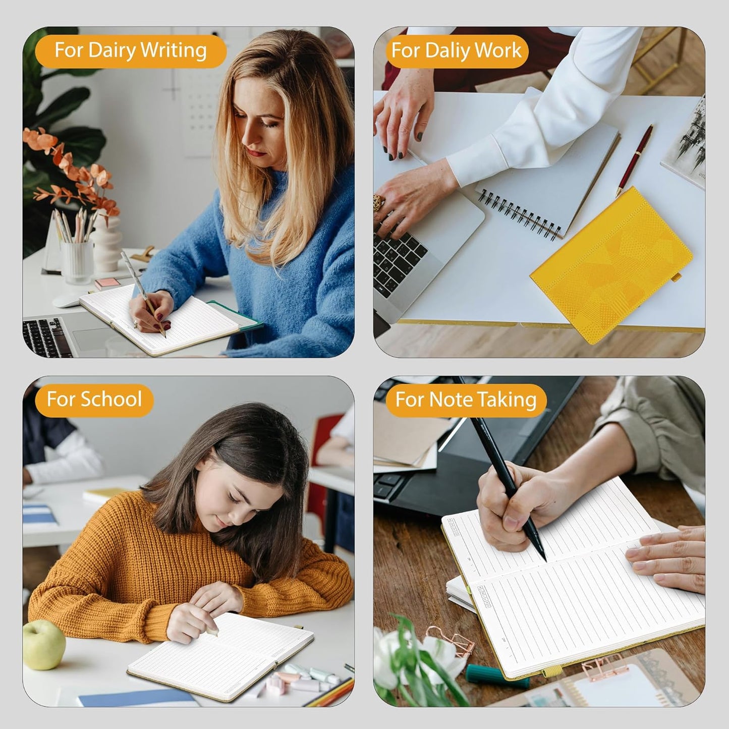 Yoment Lined Journal Notebook for Women, A5 Hardcover Leather Journal for Writing, 260 Pages 100 GSM Thick Paper, College Ruled Notebook for Work, School, Office, 5.7" x 8.3"Green