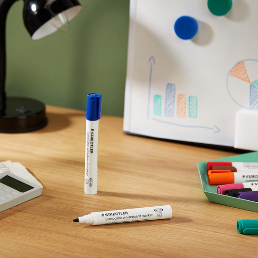 STAEDTLER 351 B WP6 Lumocolor Whiteboard Marker Chisel Tip - Assorted Colours (Pack of 6)