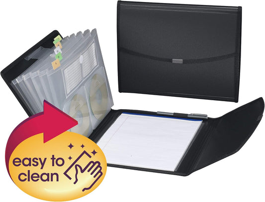 Smead Poly Pro Series II Pad Folio, 7-Pocket Expanding File, Letter Size, Black (85830)