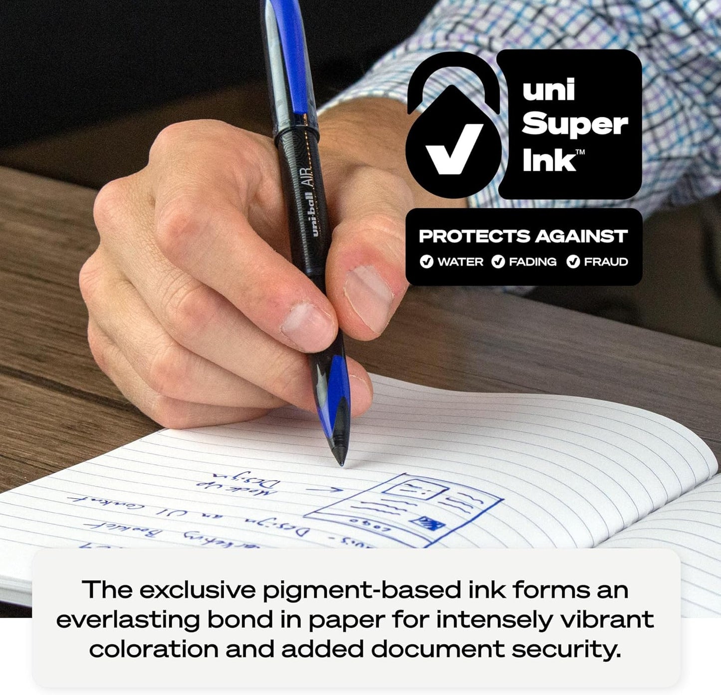 uniball Air Porous Point Pens, Medium Point (0.7mm), Black, 3 Pack