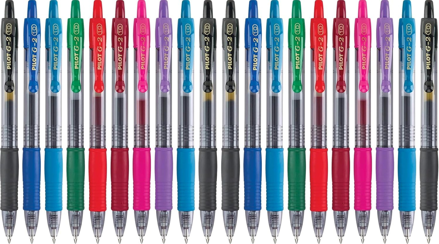 Pilot G2 Premium Retractable Gel-Ink Rolling Ball Pens, Bold Point (1.0mm), 1.0 Gel Pens, Assorted, 10-Pack - Ideal for School, Journaling, & Office Writing