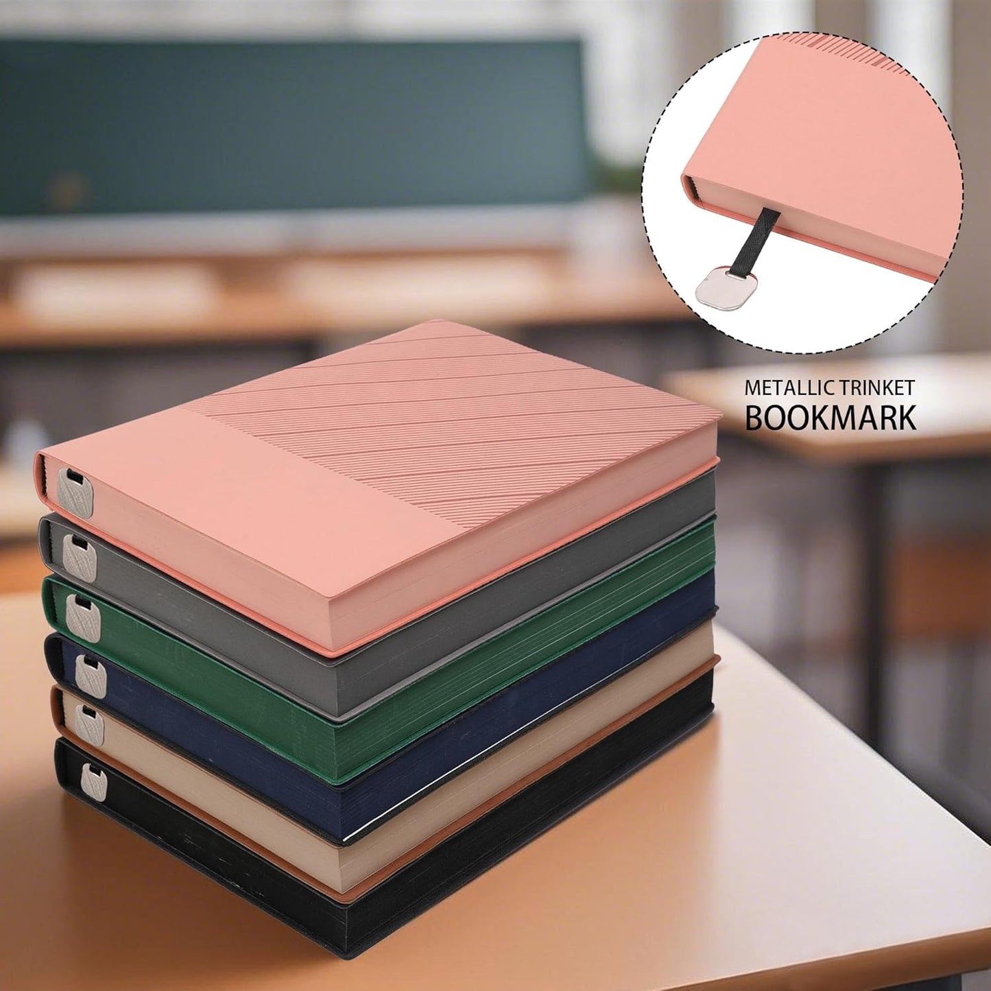 BOBO RABBIT Softcover Lined Journal Notebook 348 Pages Lay-Flat Bound Soft Leather Journaling Notebook for for Writing Work School Office Note Taking, 5.75"x8.31" Grey