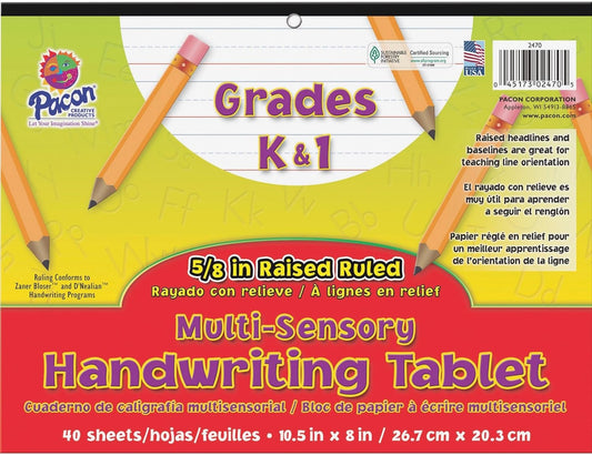 Pacon 2470 Multi-Sensory Handwriting Tablet, 10-1/2 x 8, 40 Sheets/Pad