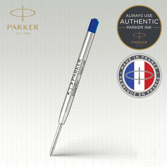 PARKER QUINKflow Ballpoint Pen Ink Refill, Medium Tip, Blue, 2 Pack