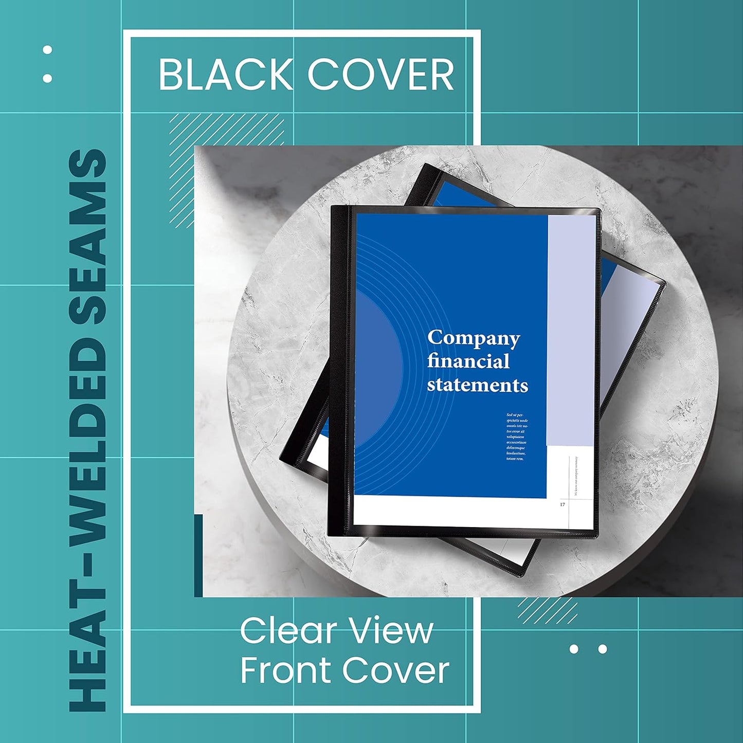 Better Office Products 60 Pocket Bound Black Presentation Book, with Clear View Front Cover, 120 Sheet Protector Pages, 8.5" x 11" Sheets, Art Portfolio, Durable Poly Covers, Letter Size