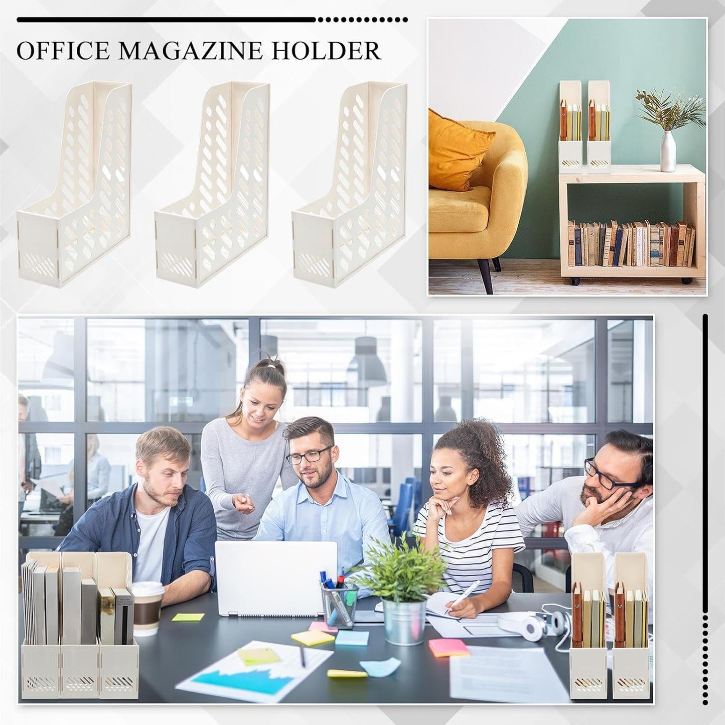 Glenmal 12 Pack Magazine Organizers Binder Organizer for Desk Plastic Vertical File Holder Magazine Racks Desk Accessories for Office, Home, or School (Black)