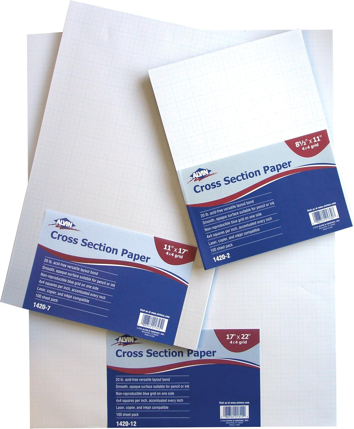 ALVIN Cross Section Graph Paper Pad 8.5" x 11" Model 1422-5 Versatile Drafting and Architecture Paper Acid-Free 10 x 10 Inches Grid - 50-Sheet, 8.5 x 11 Inches