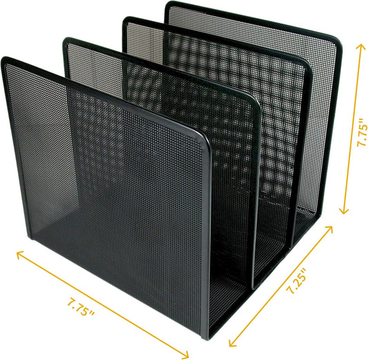 Artistic Contemporary Mesh Metal Desktop File Sorter for Neat and Organized Surfaces in Office, School, and Home, Black