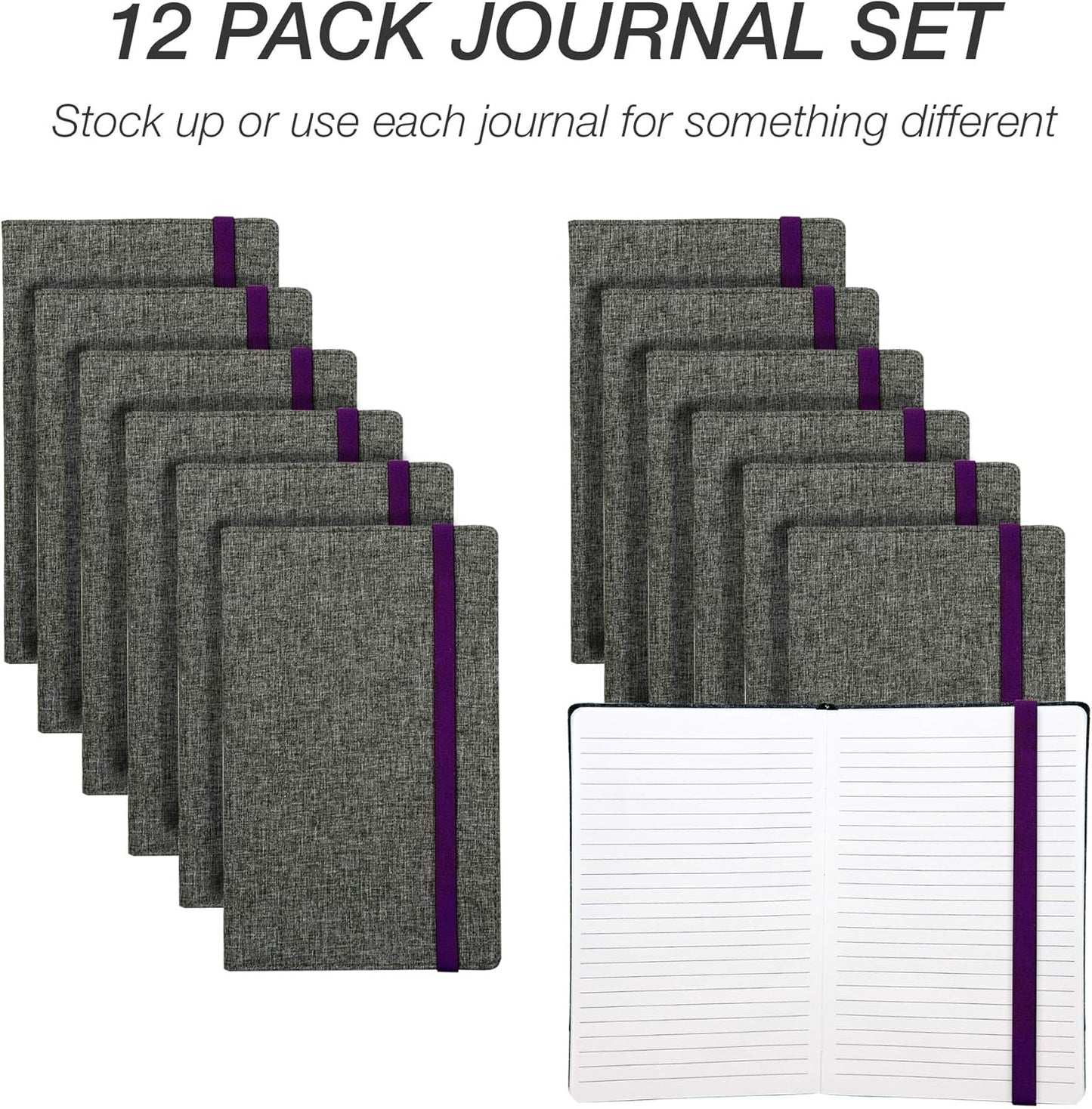 Samsill Large Hardcover Notebook, 240 Lined Notebook Pages, Black, 7.5 x 10 Inch