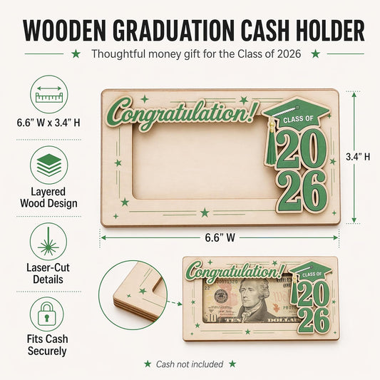 Wooden Cute Pencil Gift Card Holder 3.36x6 inches, Graduation Cash Holder for Class of 2026, Teacher Appreciation Gifts, Creative Money Gift Idea for Students, Teacher Gift, Teacher Appreciation Gifts