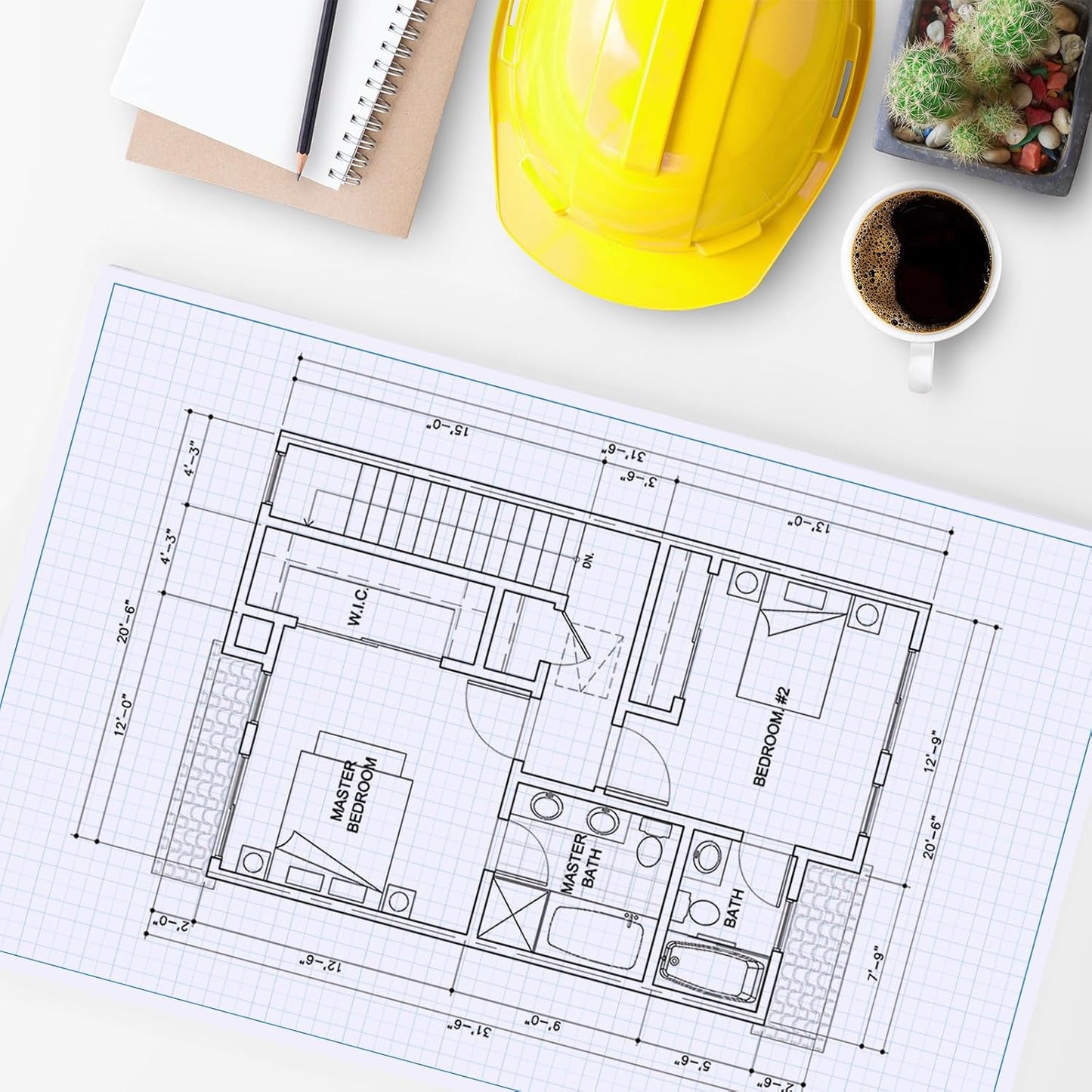 3 Pads 11X17 Inches Graph Paper, Large Grid Paper, Two Side Drafting Paper, Architect Graph Paper, Blueprint Paper(4 Squares Per Inch, 50 Sheets Each Pad)