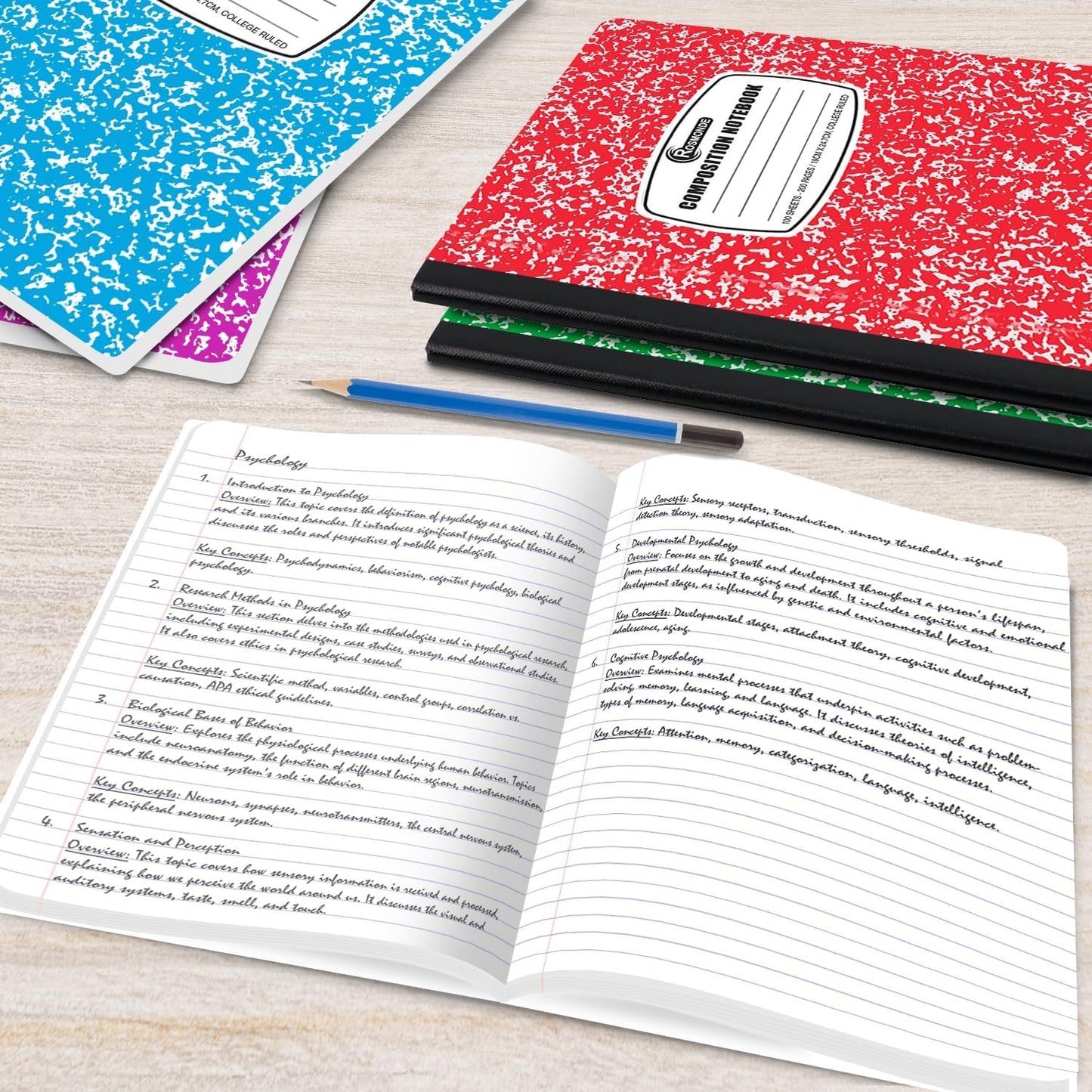 Rosmonde 50 Pack Bulk Composition Notebooks, College Ruled Notebook, 200 Pages (100 Sheets), 9-3/4 x 7-1/2", Hard Cover, Black Marble Composition Journal Book, Bulk Notebooks for School & College
