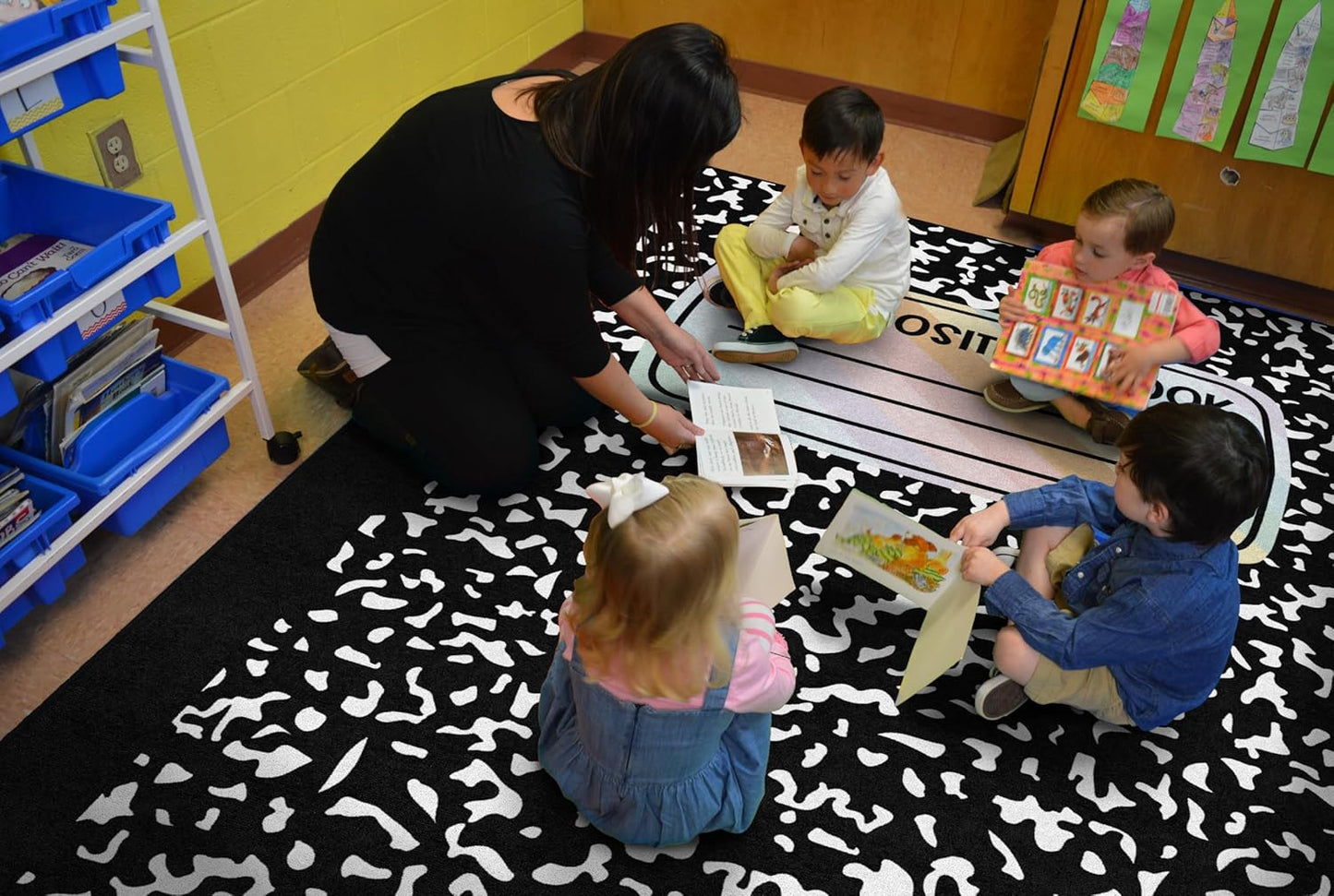 Flagship Carpets Composition Notebook Educational Area Rug for Kids Room Seating Décor, Children's Classroom, Play Carpet for Teaching and Playroom, 7'6" x 12'