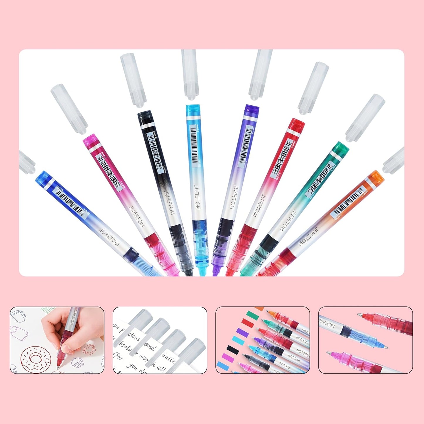 Liquid Ink Rollerball Pens, 0.7mm Medium Point Tip, Rolling pen for Drawing, Journaling and Smooth Writing - Pack of 8