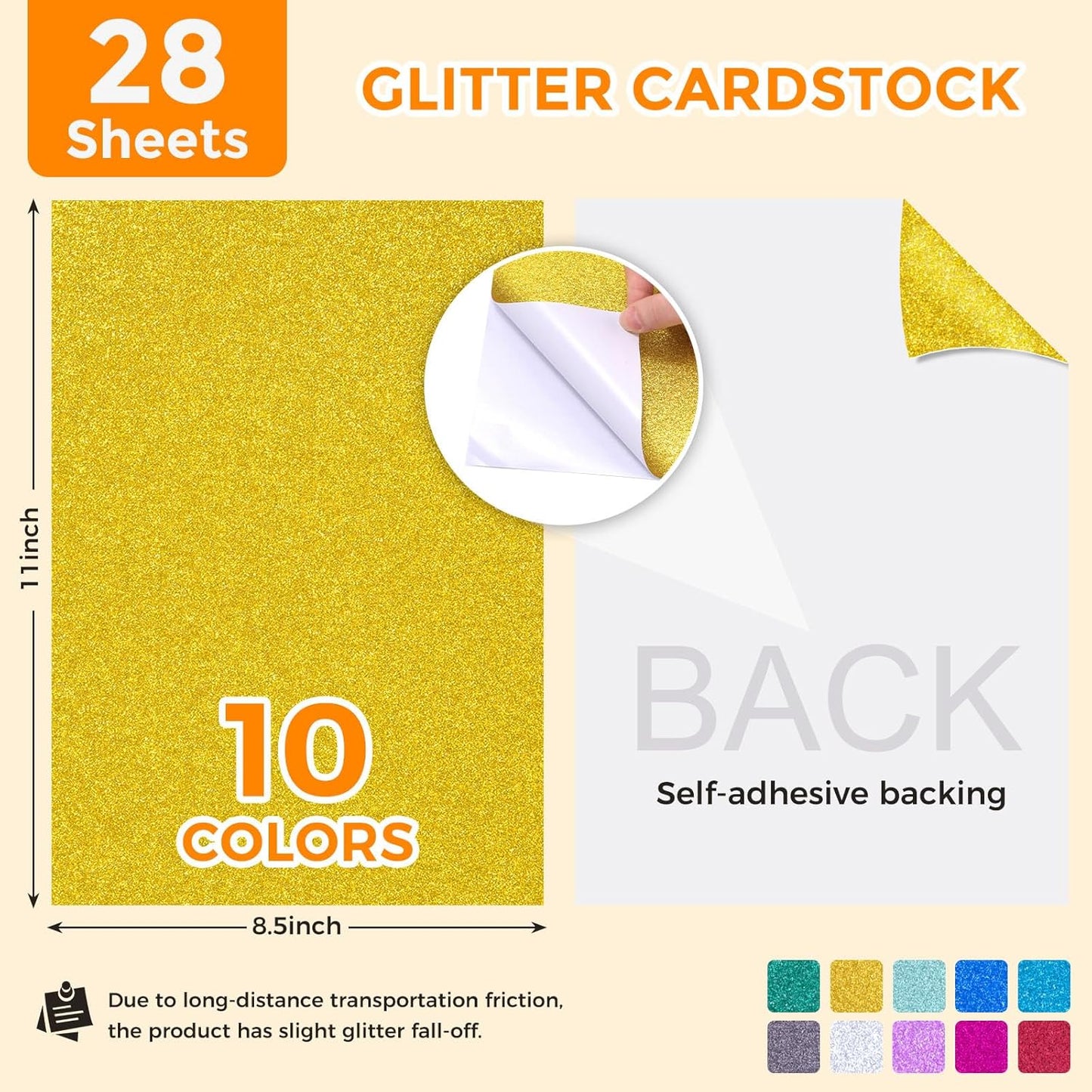 BigOtters 20 Sheets Glitter Cardstock, 10 Colors Premium Card stock Paper for Scrapbook and Craft Projects, Back to School Supplies, 8.5 x 11 Inch, 250GSM