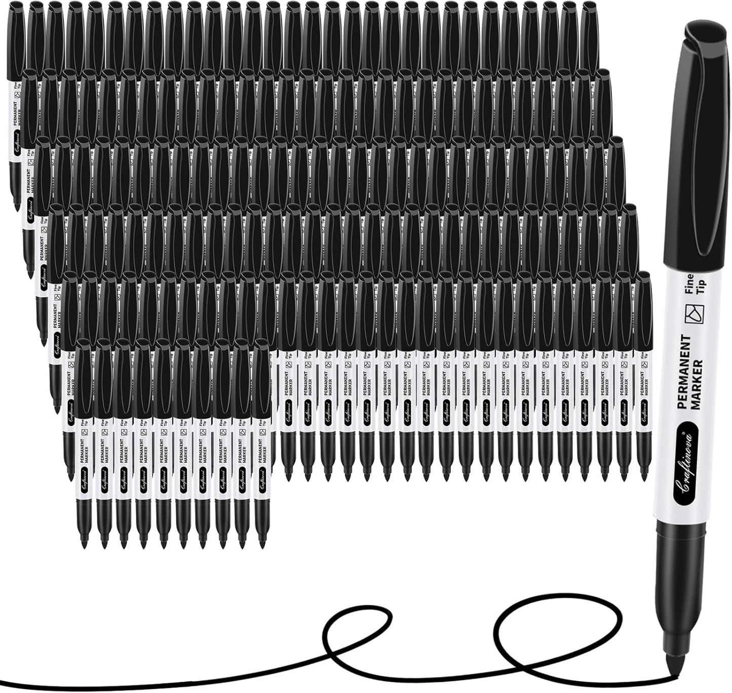 Black Permanent Markers Bulk Fine Point, Fine Tip Markers Set, Quick Drying and Fade Resistant, Works on Wood, Plastic, Paper, Metal for Classroom, Office, Home, 24 Count