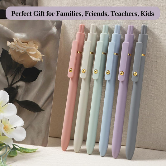 FIOVER Colorful Gel Pens - 6Pcs 0.7mm Multi-Colored Pens, Smooth Writing Coloring Journaling Supplies for Note Taking, Cute Aesthetic Office School Supplies (6Pcs-Vintage Colorful)