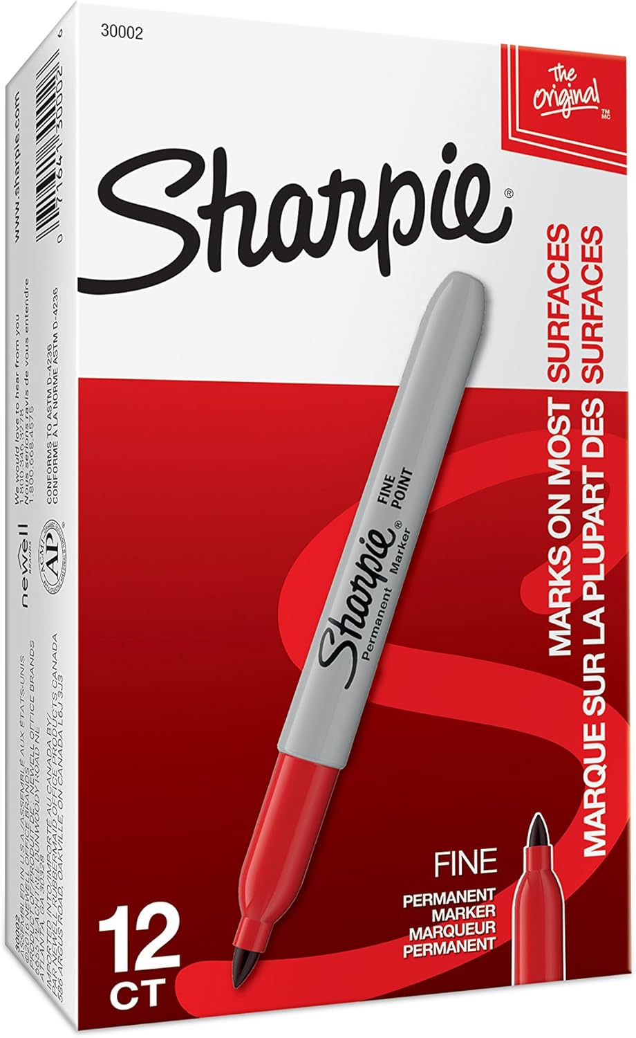 Sharpie Permanent Markers, Fine Point, Blue, 12 Count