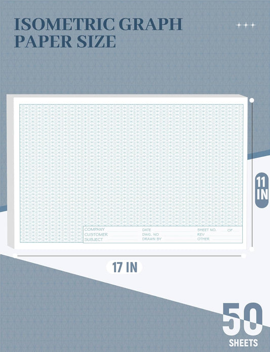 11x17 Large Graph Paper Pad, Top Glue Binding Grid Paper, 50 Sheets 1/4 Inch Graph Papers, 4x4 Quad Ruled Graphing Papers 11x17, Blueprint Quadrille for Drawings, Drafting