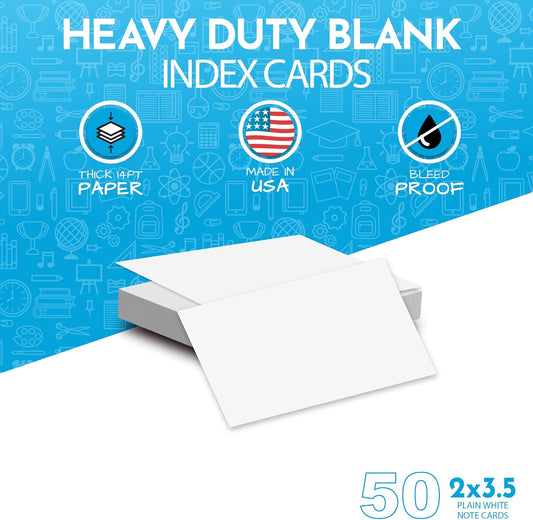 Home Advantage 5x8 Blank Index Cards - Our 50 Pack of Plain Index Cards Use Heavy Duty Cardstock to Make Them Bleed Proof - These Big Flash Cards Make Perfect Blank Note Cards & Blank Flashcards