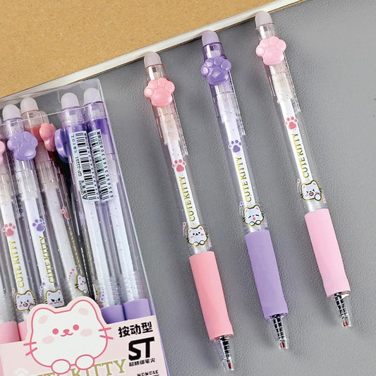 MOZXIRZ 8 Pcs Erasable Gel Ink Pens Retractable Erasable Pens Cute Cartoon Cat Pen 0.5mm Blue Ink Smooth Writing Aesthetic Pen for Women Office School Supplies (8Pcs Cat-Blue Ink)