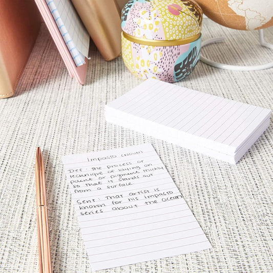Okuna Outpost 300 Pack Vertically Ruled Index Cards - Lined Paper Vertical NoteCards - Portrait Style (3 x 5 In)