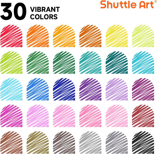 Shuttle Art Permanent Marker, 30 Colors Ultra Fine Point, Assorted Colors, Works on Plastic,Wood,Stone,Metal and Glass for Kids Adult Coloring Doodling Marking
