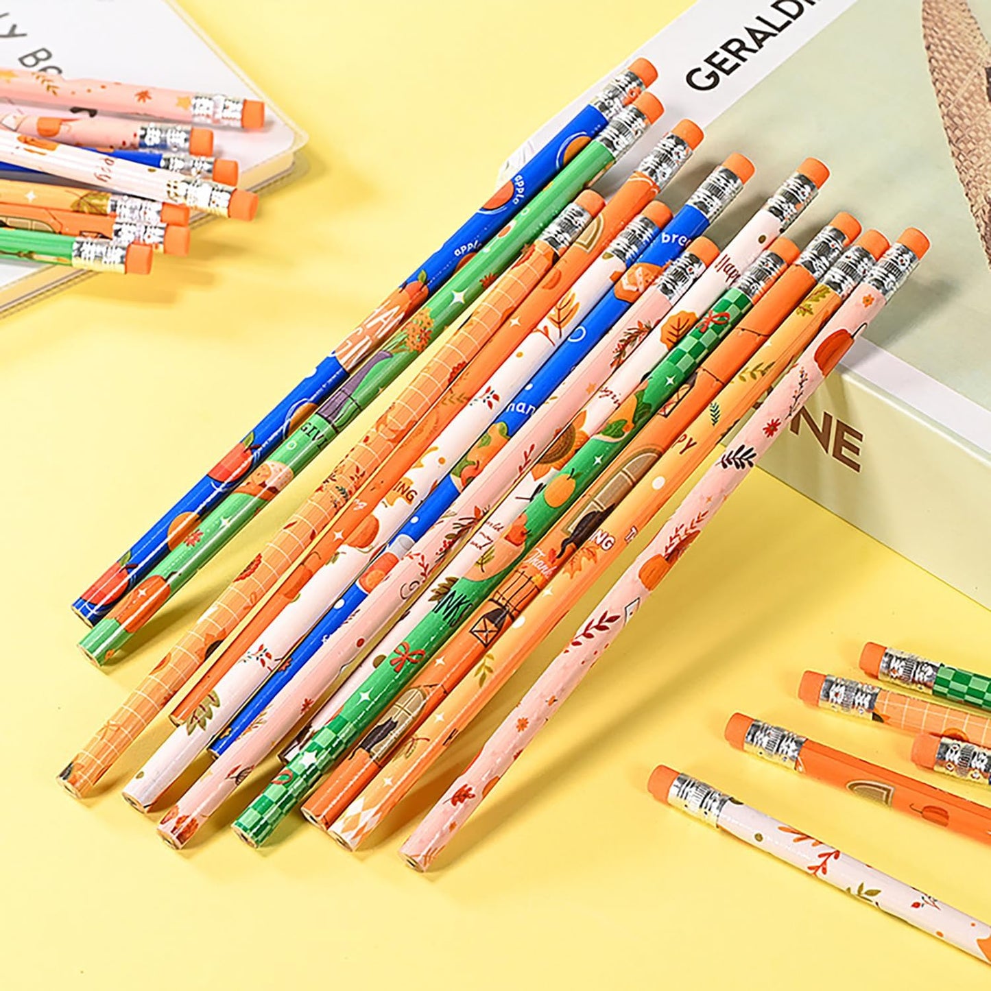 48 pcs Flowers Pencils with Eraser Wood Pencils Bulk for Writing and Drawing (Flowers, 48)