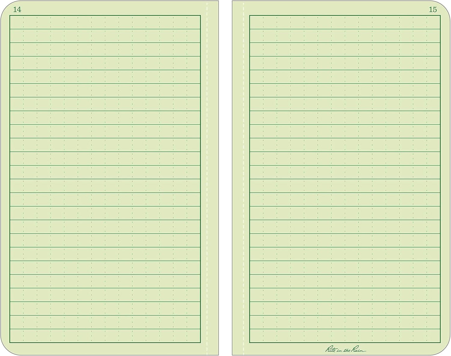 Rite in the Rain Weatherproof Hard Cover Notebook, 4.25" x 6.75", Green Cover, Universal Pattern (No. 970F-M)