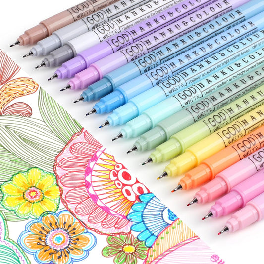 HANKU Colored Fineliner Pens, 0.38mm Fine Tip Pens, 8 Colors Fine Point Pen, Bible Journaling Planner Micro Pen Set for Writing, Drawing, Note Taking, Bullet Journaling