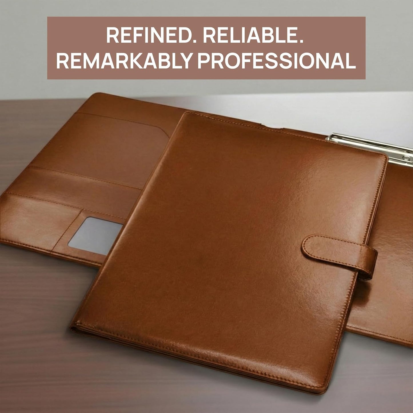 Professional Padfolio with Notepad Included | Faux Leather Portfolio Folder with Clipboard, Resume Folder, Legal Pad Holder, Business Card Holder | A4 Letter Size | Black
