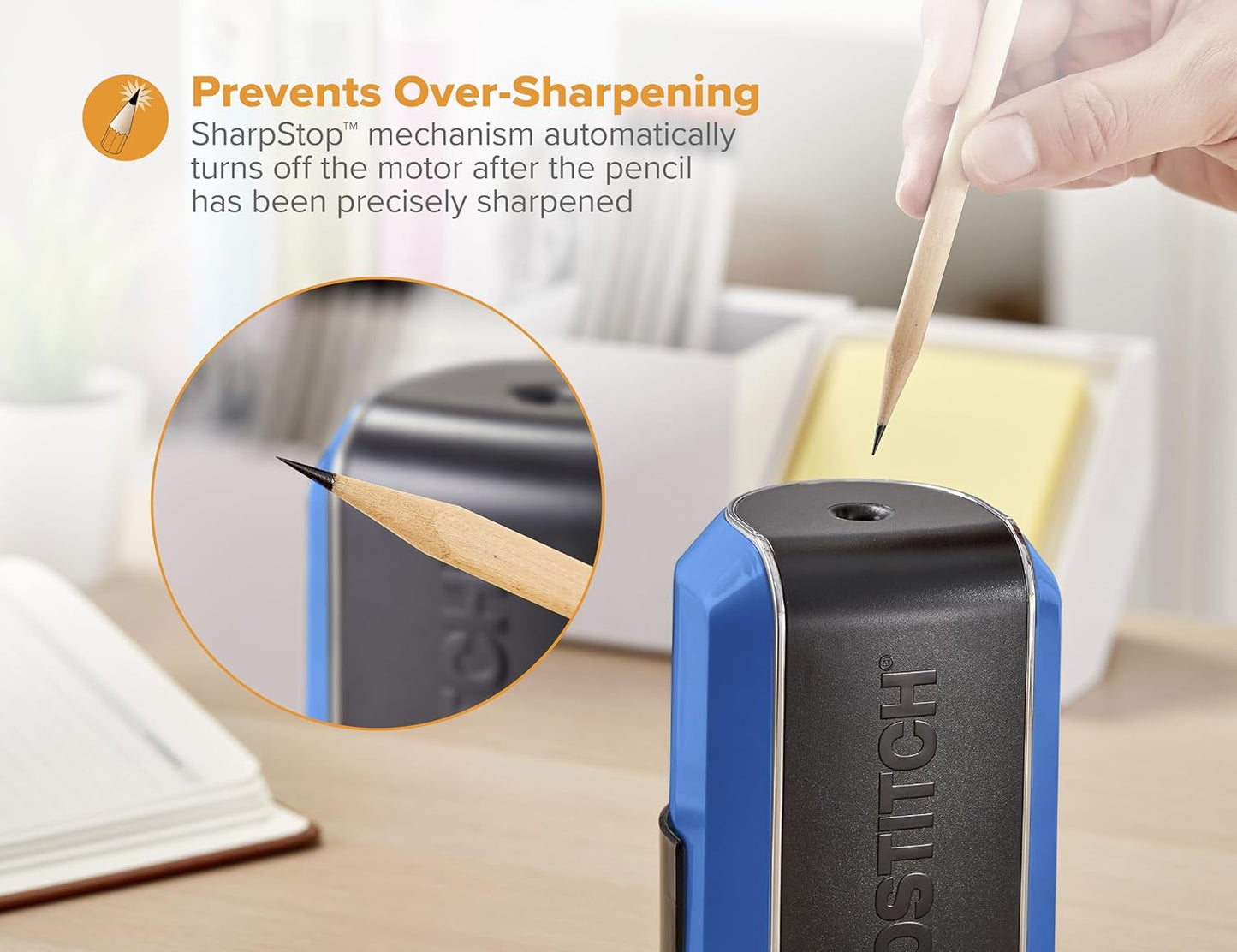 Bostitch Office Vertical Electric Pencil Sharpener, Powerful Stall-Free Motor, Prevents Over-Sharpening, Black