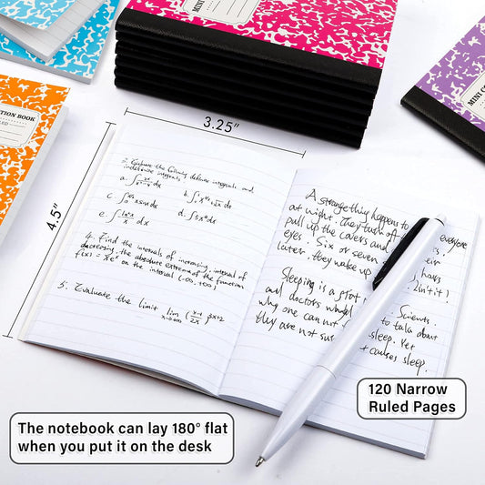 feela Composition Notebook, Mini Sized 30 Pack 5 Colors Narrow Ruled Mini Composition Books Bulk, Small Pocket Marble Cute Journal Notebooks for Kids School Home Office, Pocket Sized 4.5 x 3.25 in