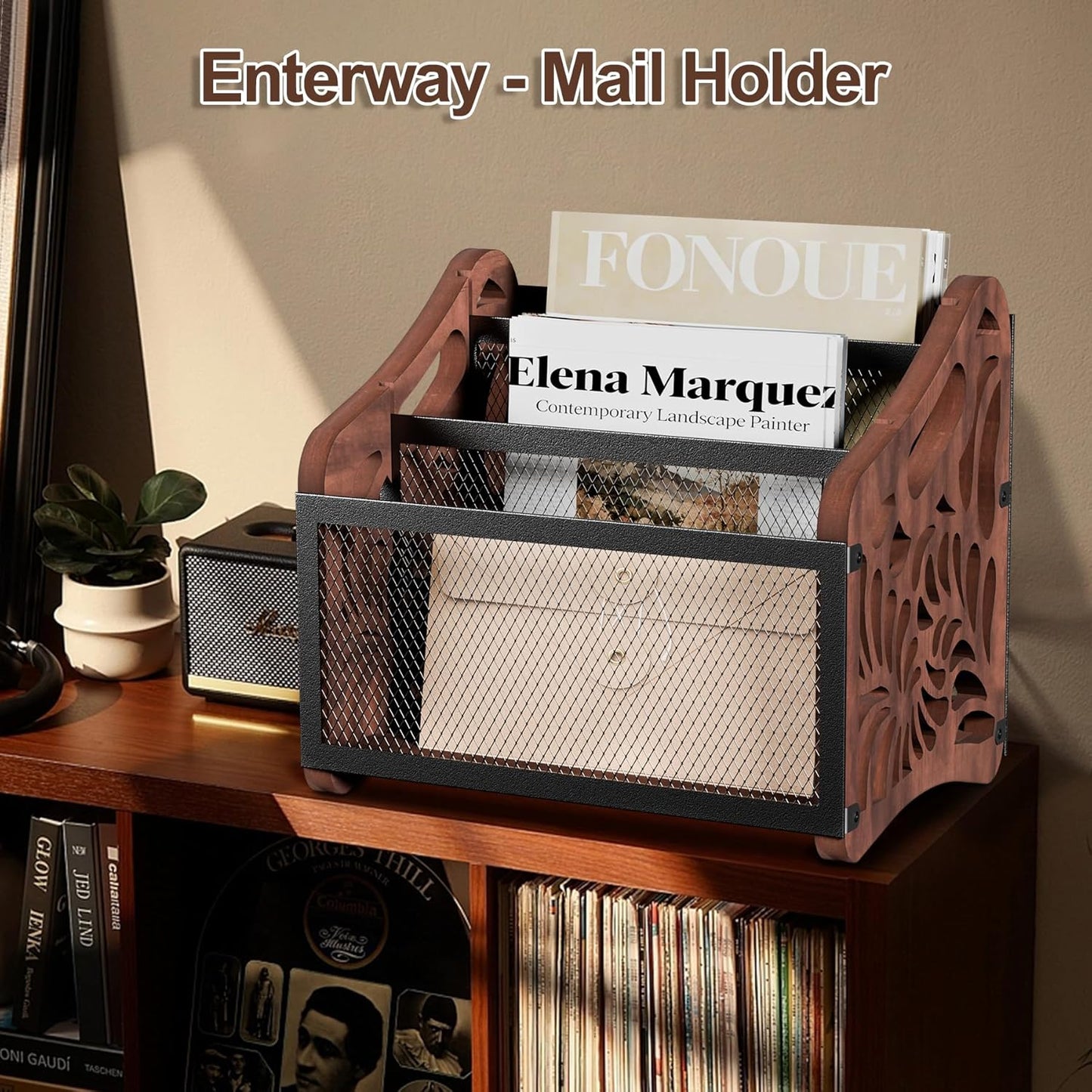 QILICHZ Magazine Holder,3-Compartment Magazine Rack Floor,Wood Magazines File Holder Organizer,Rustic Magazines Storage Basket for Books,Newspapers,Mails,Files