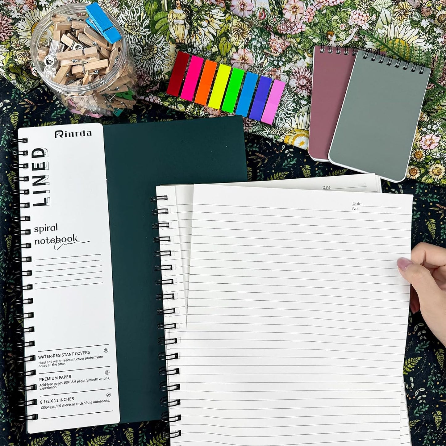 Lined Notebook Spiral Notebook 8.5" x 11"-4 Pack Large Journal Hardcover Notebook 7mm College Ruled Notebook 120 Pages 100 GSM Thick Hardcover Journal for School (LINED, Mult-color)