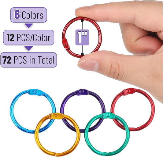 Mr. Pen- Loose Leaf Binder Book Rings, 5 Assorted Sizes (0.6", 1", 1.2", 1.5",2"), 36 Pack, Metal Binder Rings for Index Cards, Keychains, School, Home, Office, Silver