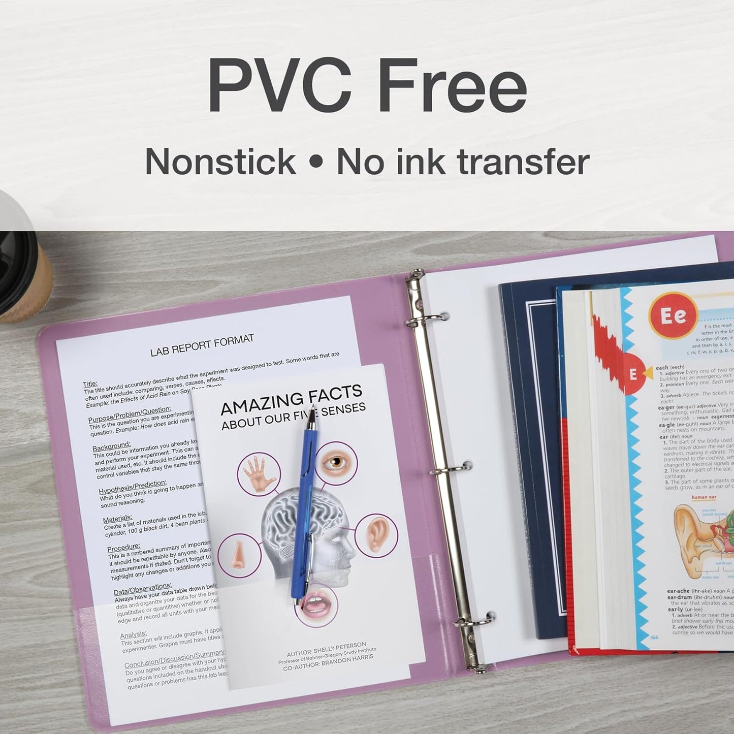 Cardinal 3 Ring Binders, Binders for School and Office, Durable 1 Inch, Round Rings, Holds 225 Sheets, ClearVue Presentation View, Non-Stick, Two-Tone Pastel Interiors, 4 Pack (1002479)